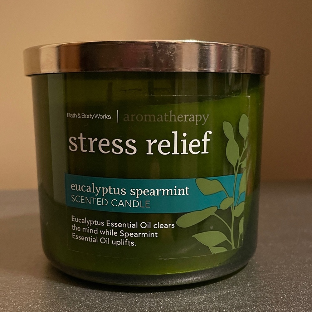 Bath & Body Works Green Aromatherapy Candle with Silver Lid